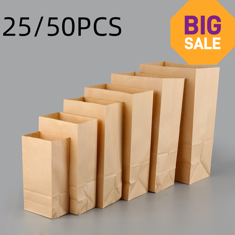 Home Office Number - 25/50 Sacchetti di Carta Kraft Marrone,