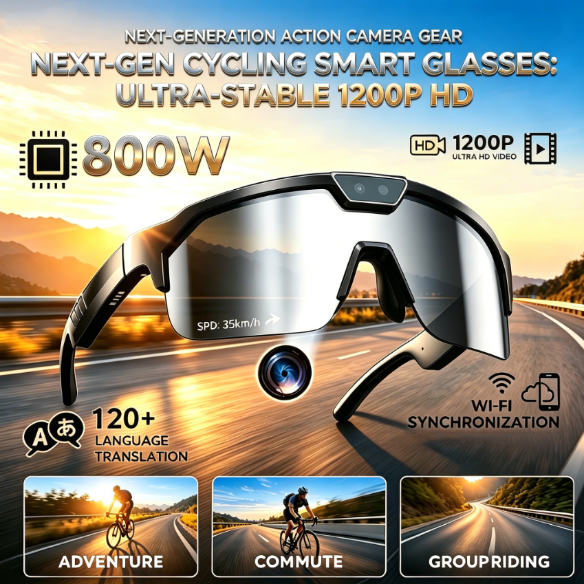 Webcam Hd 1080P - Occhiali da Ciclismo 2026 con Fotocamera