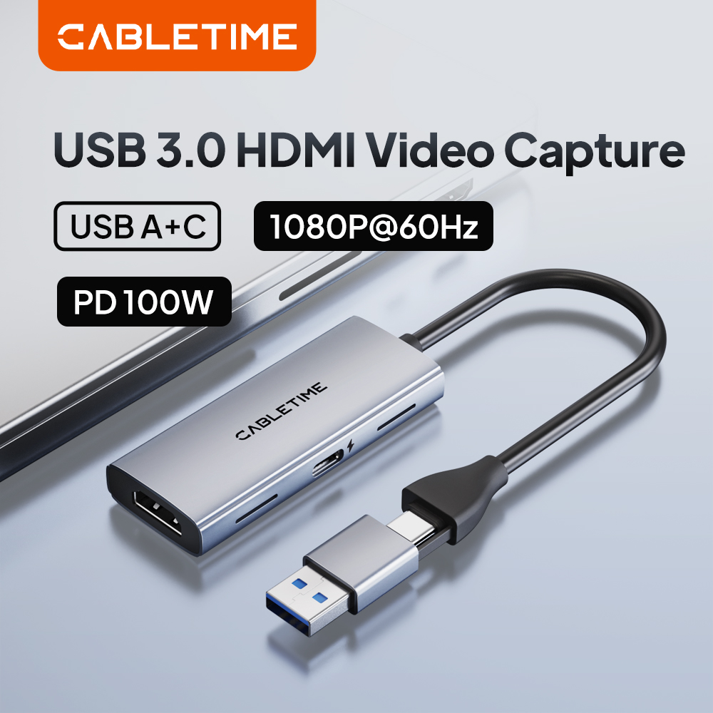 Webcam Hd 1080P - CABLETIME USB 3.0 Scheda di acquisizione