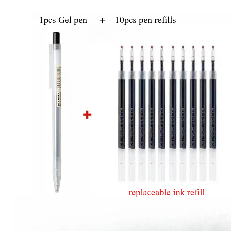 Muji Stationery Gel Pen - 10 ricariche per penna a pressione