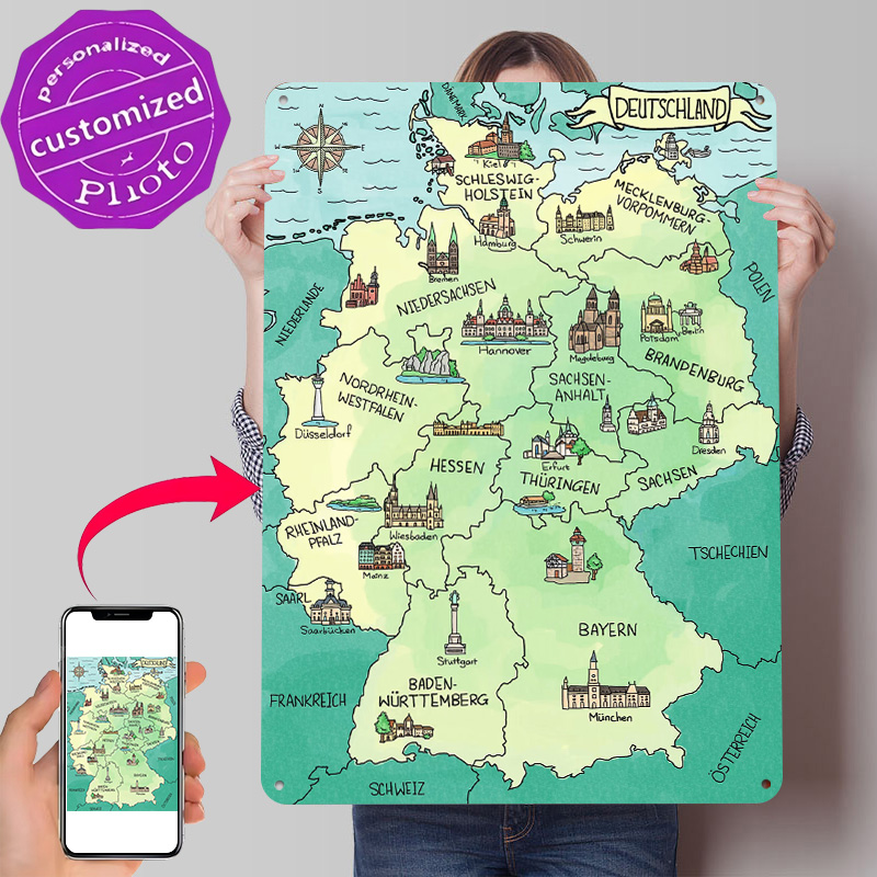 Home Office Deutschland - Poster in Metallo 3D Personalizzato con