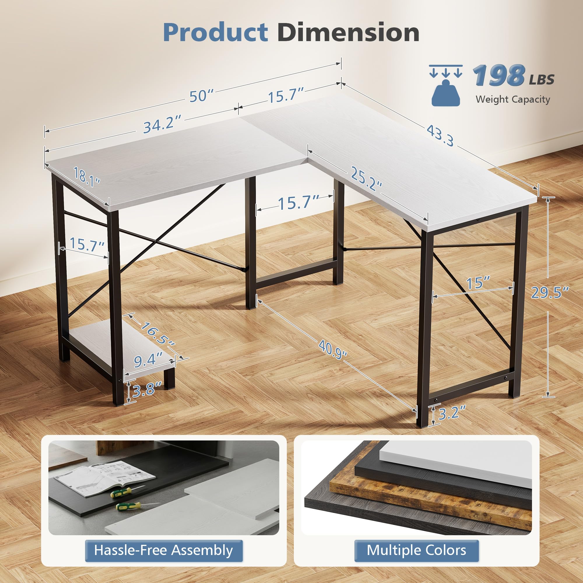 Scrivania a L JHK da 50 Pollic - Home Office Work Table recensione e prezzo