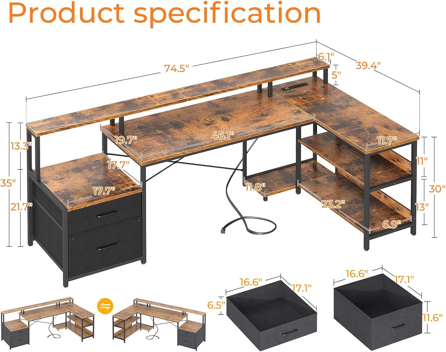 Scrivania a L ODK da 75 pollic - Home Office Work Table recensione e prezzo