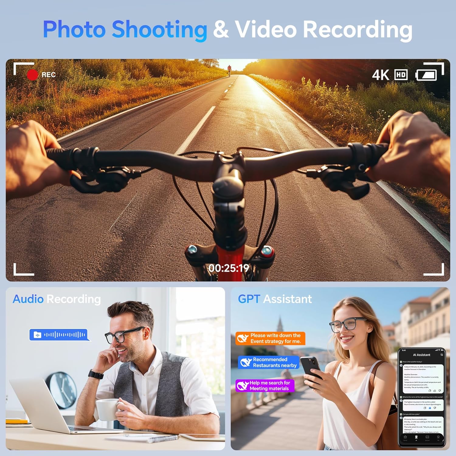 Nuovi Occhiali Smart AI 2026 c - Webcam Hd 1080P recensione e prezzo
